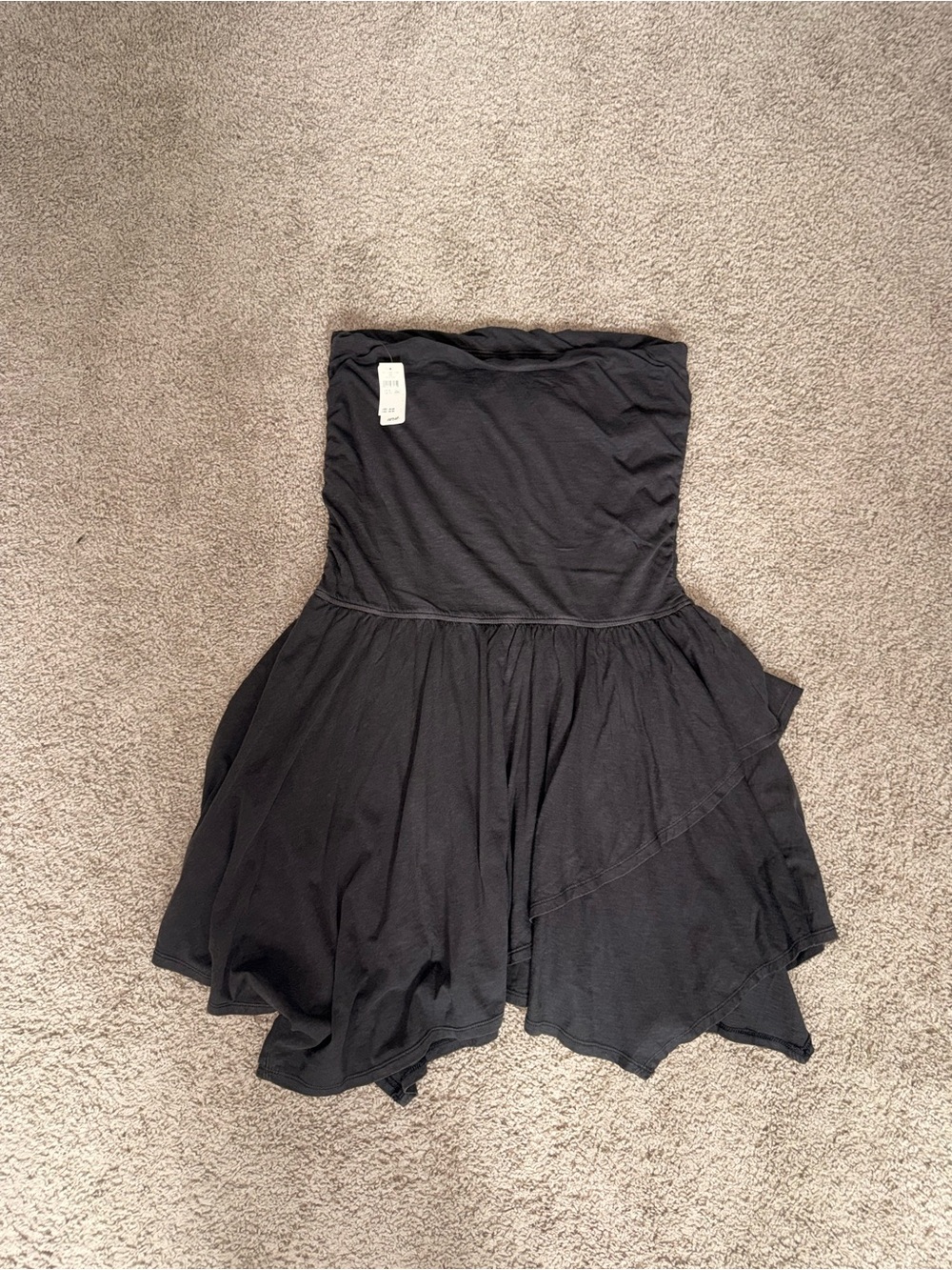 aerie Black Strapless Ruffle Hem Mini Dress - Picture 2 of 3